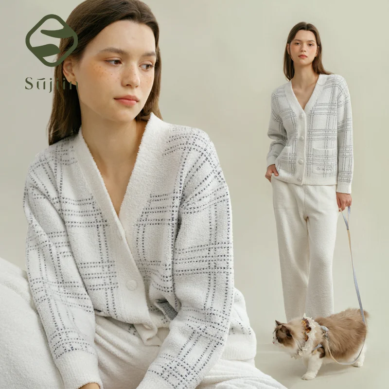 SUJIIN Women 2 Piece Outfits Pajamas Set Autumn Winter Casual Sleepwear Woman Cardigan Tops+Loose Trousers Sets Loungewear SH006
SUJIIN Women 2 Piece Outfits Pajamas Set Autumn Winter Casual Sleepwear Woman Cardigan Tops+Loose Trousers Sets Loungewear SH006