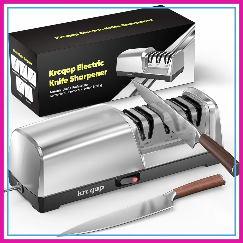 Electric Knife Sharpener, 3-Stage Kitchen Tool with 15° Precision Guide, Fast Sharpening & Polish
Electric Knife Sharpener, 3-Stage Kitchen Tool with 15° Precision Guide, Fast Sharpening & Polish