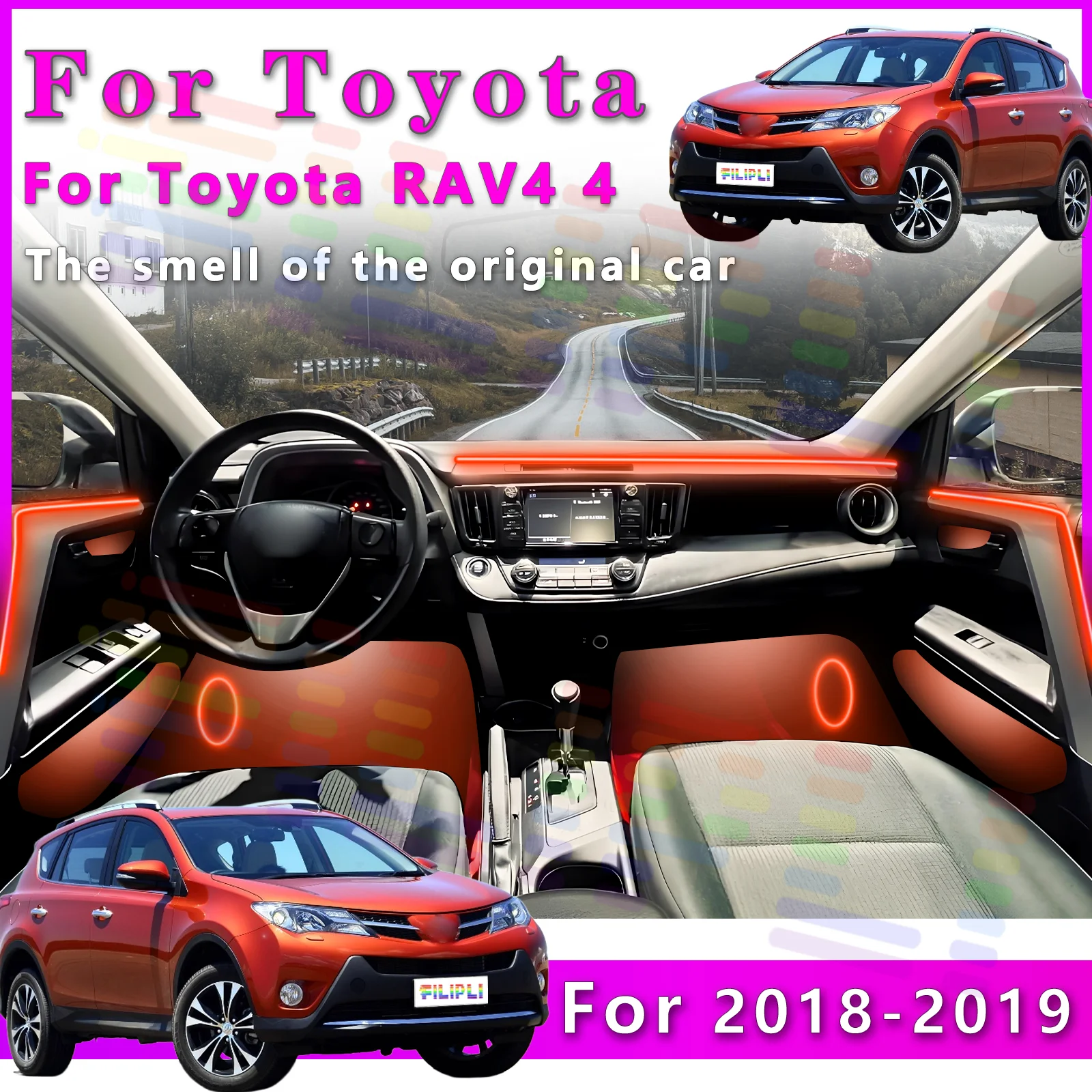 FILIPLI для Toyota RAV4 4, атмосферная светодиодная лента для украшения интерьера автомобиля со всеми 64-цветными сдвигами и несколькими режимами освещения
FILIPLI для Toyota RAV4 4, атмосферная светодиодная лента для украшения интерьера автомобиля со всеми 64-цветными сдвигами и несколькими режимами освещения