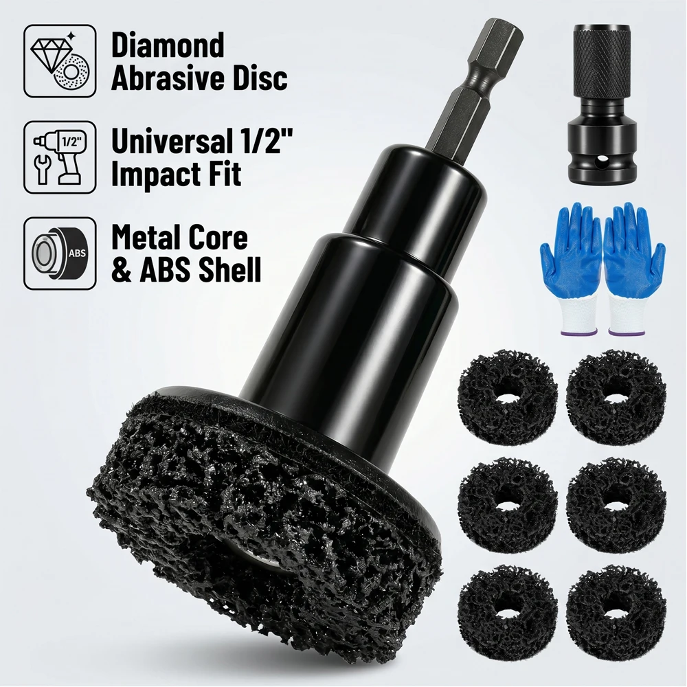 Wheel Hub Cleaning Kit Brake Disc Rust Remover Pad 1/2 Inch Impact Wrench Drill Attachment Car Rim Resurfacing Paint Stripping T
Wheel Hub Cleaning Kit Brake Disc Rust Remover Pad 1/2 Inch Impact Wrench Drill Attachment Car Rim Resurfacing Paint Stripping T