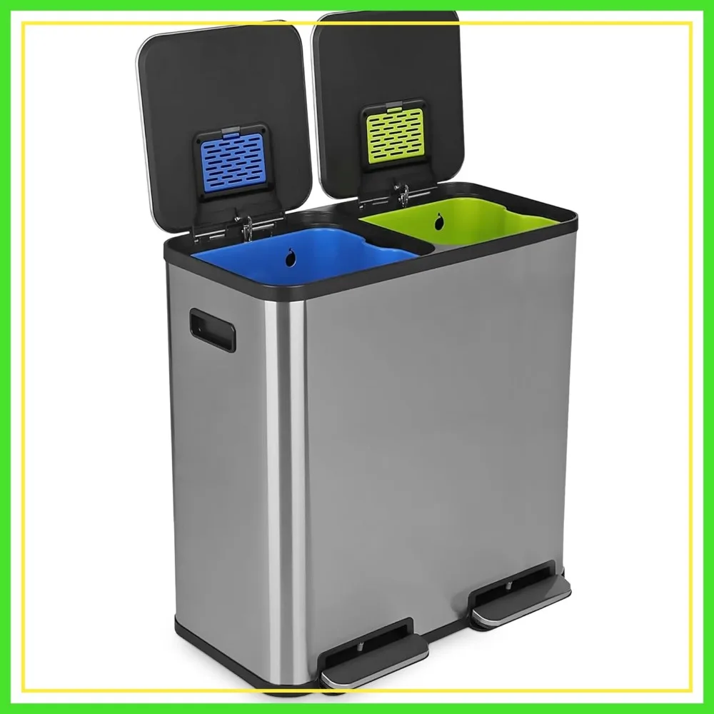 21 Gallon Dual Compartment Trash Can - Hands-Free Step Pedal, Soft-Close Lid, Stainless Steel Recycling Bin with Odor Filter (40L + 40L)
21 Gallon Dual Compartment Trash Can - Hands-Free Step Pedal, Soft-Close Lid, Stainless Steel Recycling Bin with Odor Filter (40L + 40L)