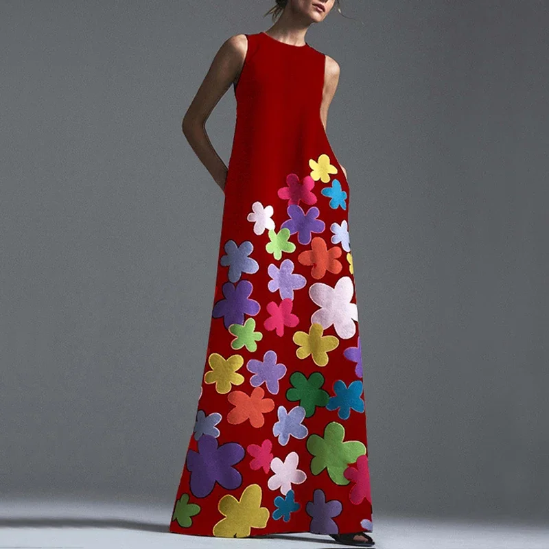 Women's O-neck Sleeveless Patchwork Long Dress Casual Beach Vacation Dress Summer Fashion Flower Print High Waist Dress Vestidos
Women's O-neck Sleeveless Patchwork Long Dress Casual Beach Vacation Dress Summer Fashion Flower Print High Waist Dress Vestidos