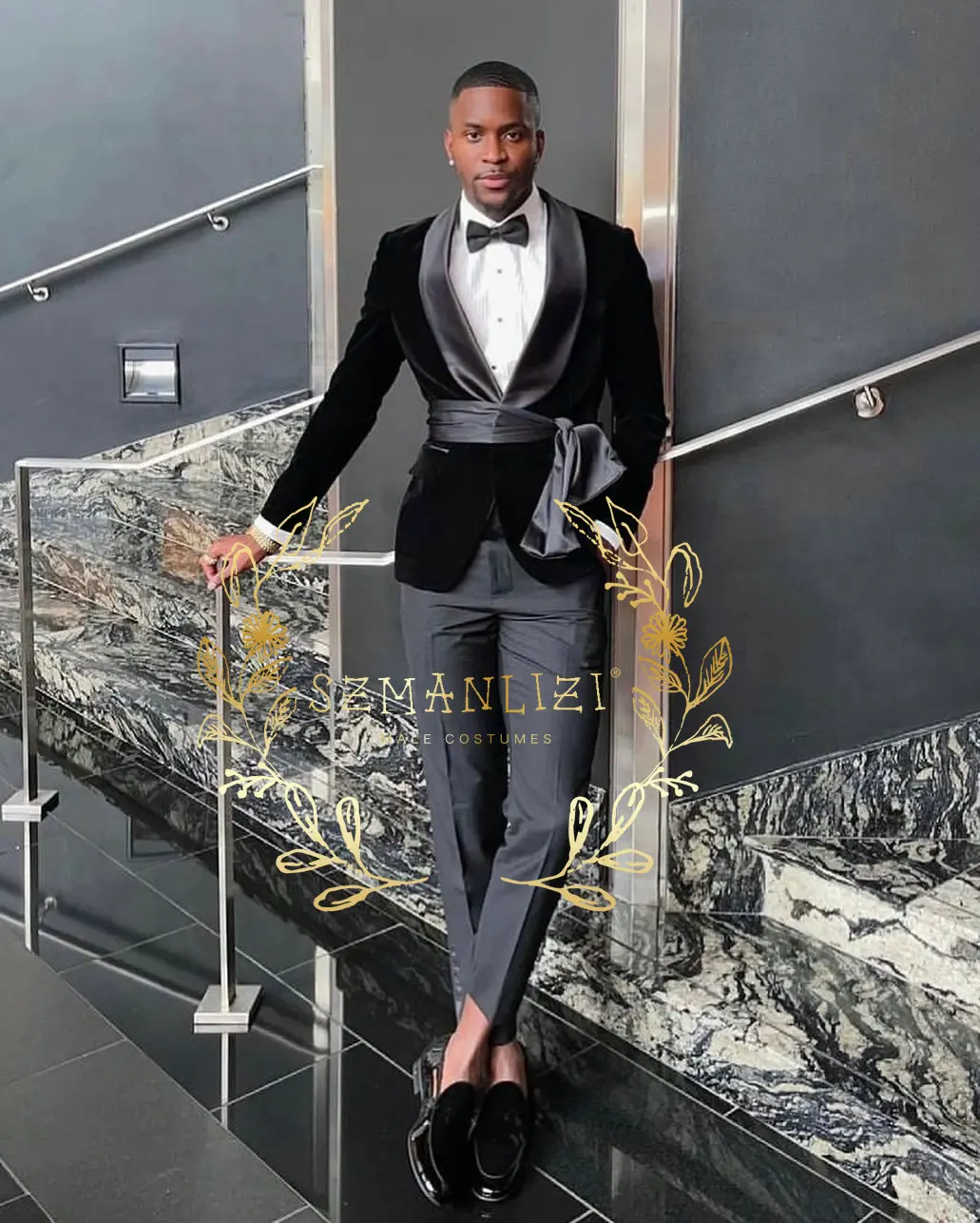 Men Suits 2 Pieces Slim Fit Black Velvet Jacket Party Suits Groom Tuxedos For Formal Wedding Groomsmen (Blazer+Pants+Belt)
Men Suits 2 Pieces Slim Fit Black Velvet Jacket Party Suits Groom Tuxedos For Formal Wedding Groomsmen (Blazer+Pants+Belt)