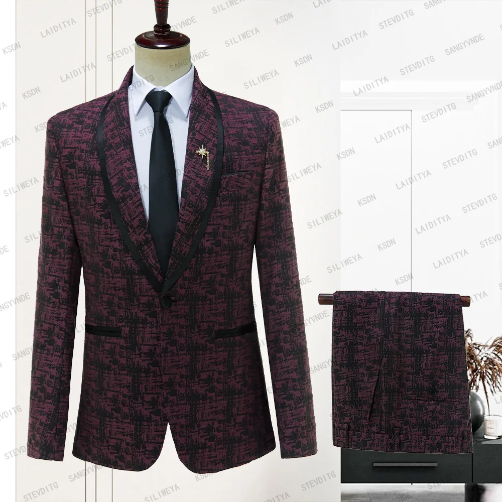 2023 Costume Homme Wine Red And Black Jacquard One Button Tuxedo Men Suits Slim Fit Groom 2 Pcs Set Terno Masculino Jacket Pants
2023 Costume Homme Wine Red And Black Jacquard One Button Tuxedo Men Suits Slim Fit Groom 2 Pcs Set Terno Masculino Jacket Pants