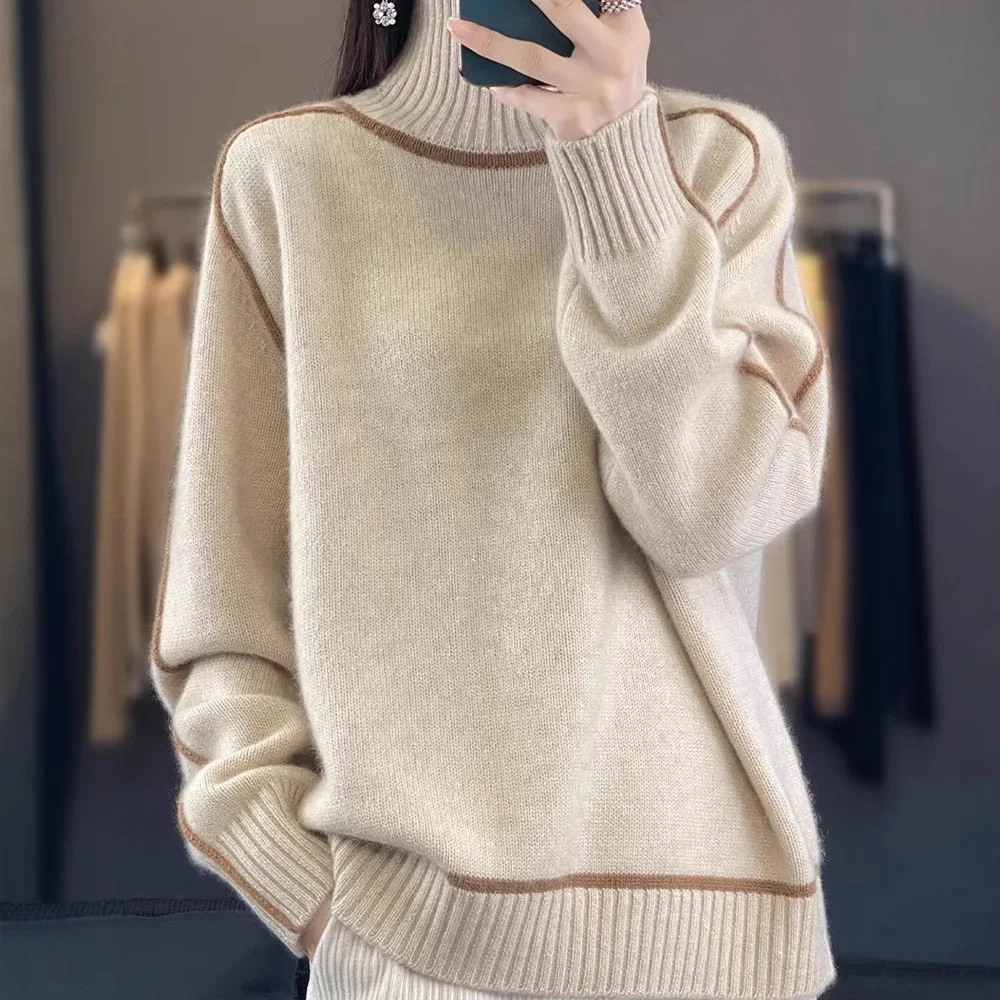 Slimming Knitted Wool Base Shirt Half High Collar Long Autumn Winter New Style Women's Woolen Loose Thick High Collar Sweater
Slimming Knitted Wool Base Shirt Half High Collar Long Autumn Winter New Style Women's Woolen Loose Thick High Collar Sweater