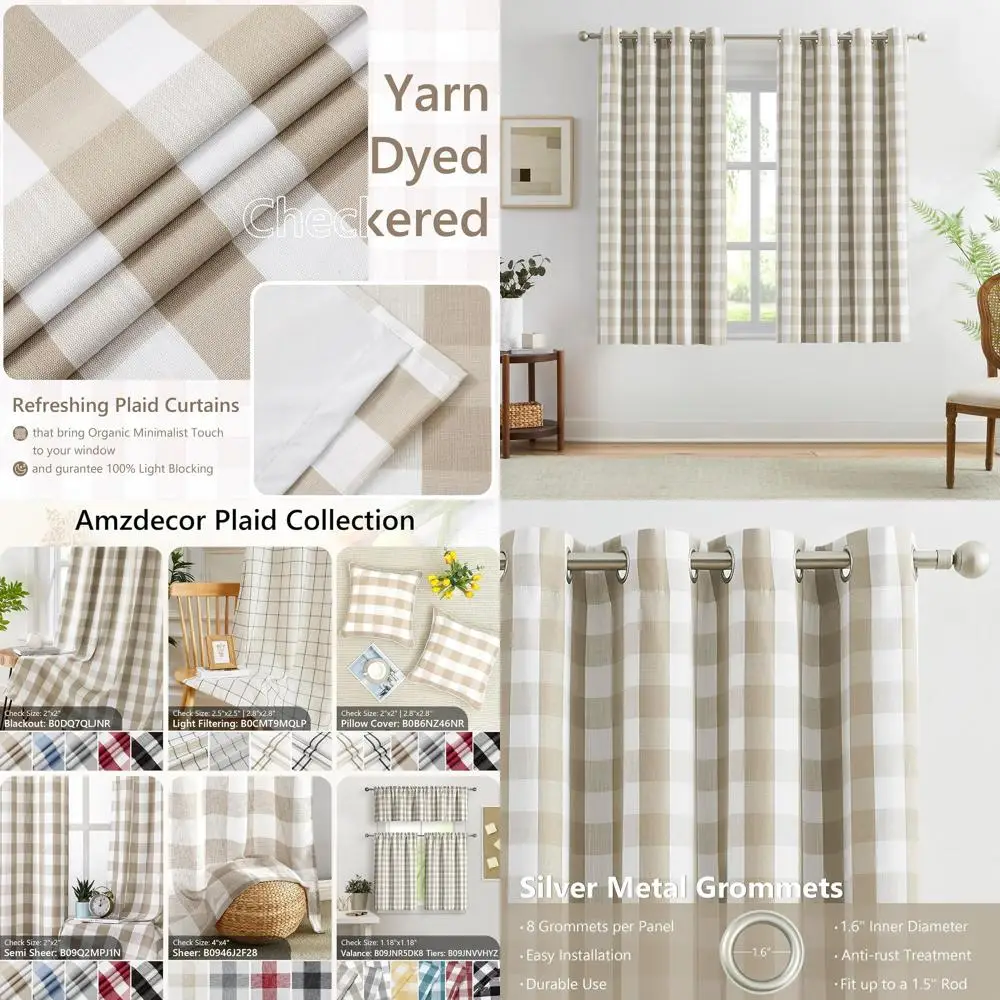 Blackout Thermal Insulated Buffalo Plaid Curtains, 2-Panels, 52x63, Beige/White for Bedrooms and Living Rooms
Blackout Thermal Insulated Buffalo Plaid Curtains, 2-Panels, 52x63, Beige/White for Bedrooms and Living Rooms