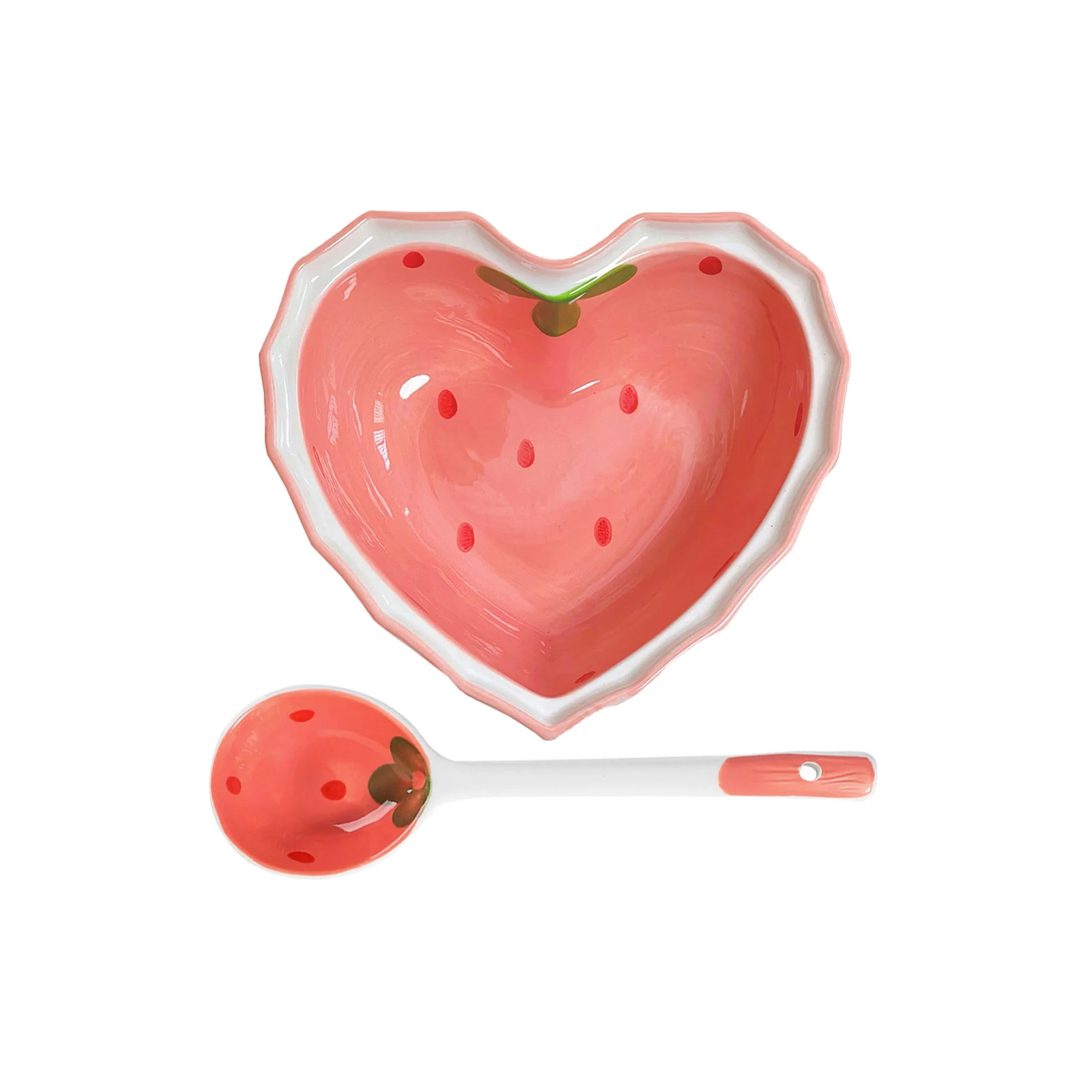 1Set Strawberry Bowl Spoon Set Cute Heart Shaped Ceramic Salad Bowl Multi Function Food Spoon for Home Kitchen Office Decorative
1Set Strawberry Bowl Spoon Set Cute Heart Shaped Ceramic Salad Bowl Multi Function Food Spoon for Home Kitchen Office Decorative