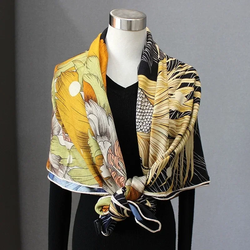 High-end Elegant Women Exquisite Koi Peony Double-sided Print Quality Silk Wool Hand-rolled Edge Warm Large Square Scarf Shawl
High-end Elegant Women Exquisite Koi Peony Double-sided Print Quality Silk Wool Hand-rolled Edge Warm Large Square Scarf Shawl