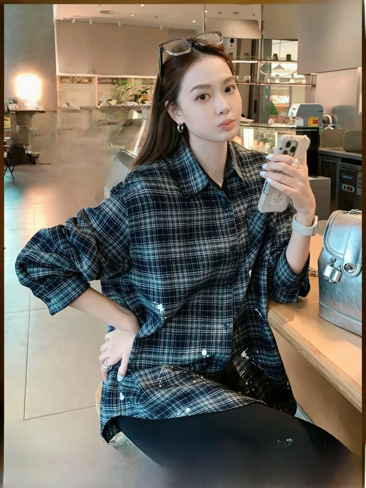 MeiYang Star Dust Shirt Color Woven Plaid Ink Dot Print Decorative Rhinestone Decor Loose Fit Cotton Long Sleeve Button up
MeiYang Star Dust Shirt Color Woven Plaid Ink Dot Print Decorative Rhinestone Decor Loose Fit Cotton Long Sleeve Button up