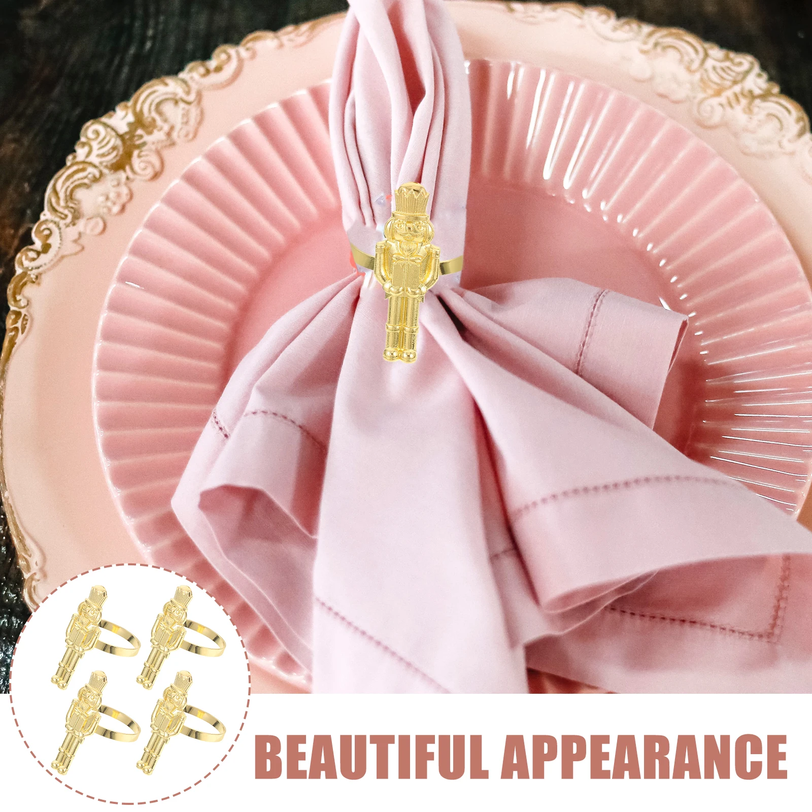 4pcs Nutcracker Rings Christmas Shaped Napkin Holders Table Decor For Wedding Party Home Restaurant Use Reusable Napkin
4pcs Nutcracker Rings Christmas Shaped Napkin Holders Table Decor For Wedding Party Home Restaurant Use Reusable Napkin