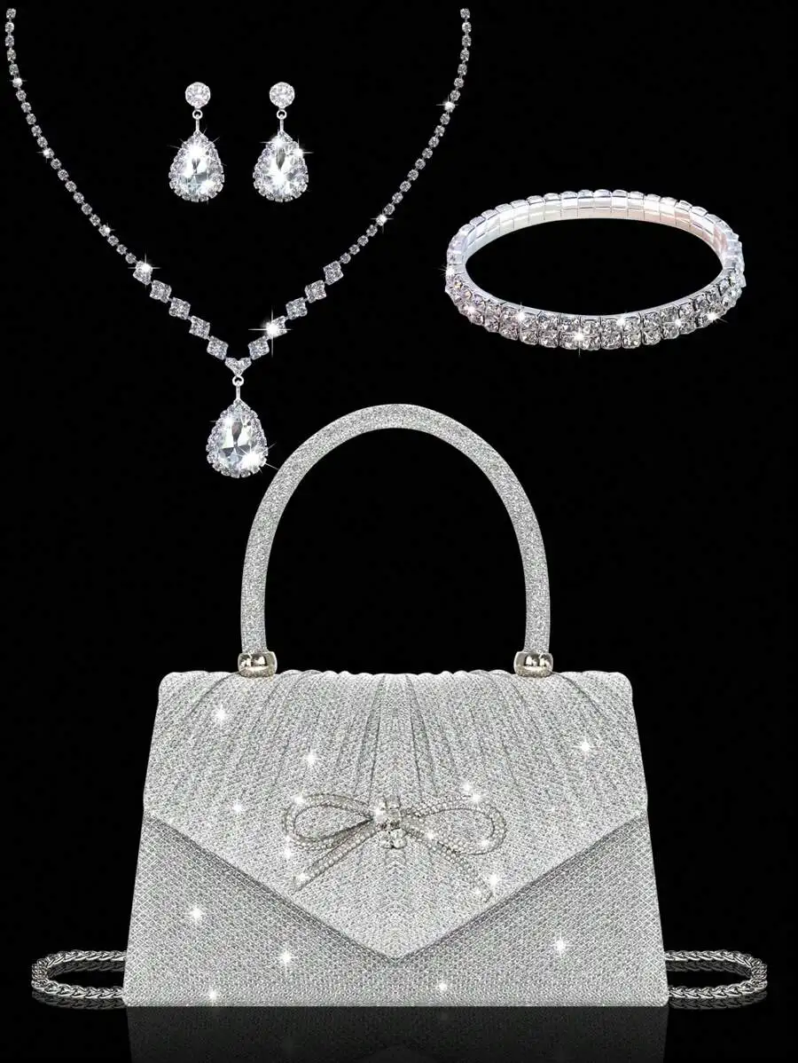 Набор вечерних сумочек с блестящими стразами, в комплекте с ожерельем, серьгами и браслетом
Набор вечерних сумочек с блестящими стразами, в комплекте с ожерельем, серьгами и браслетом