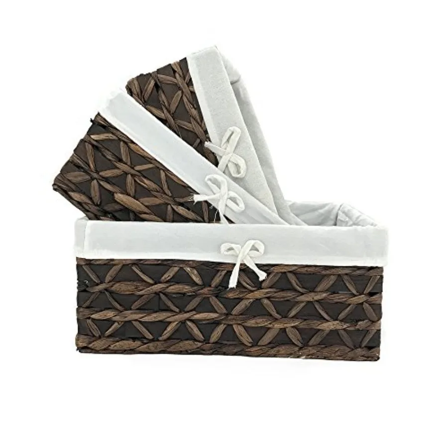Natural Water Hyacinth Storage Baskets Set of 3 with Metal Frame and Removable Liner, Rectangular Wicker Organizer Bins for Hom
Natural Water Hyacinth Storage Baskets Set of 3 with Metal Frame and Removable Liner, Rectangular Wicker Organizer Bins for Hom