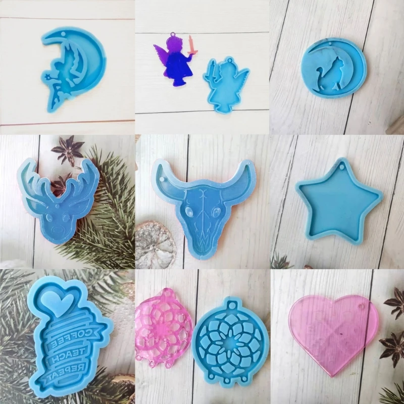 E0BE 9Pcs Epoxy Resin Mold Angel Heart Star Silicone Mold DIY Keychain Pendant Tool
E0BE 9Pcs Epoxy Resin Mold Angel Heart Star Silicone Mold DIY Keychain Pendant Tool