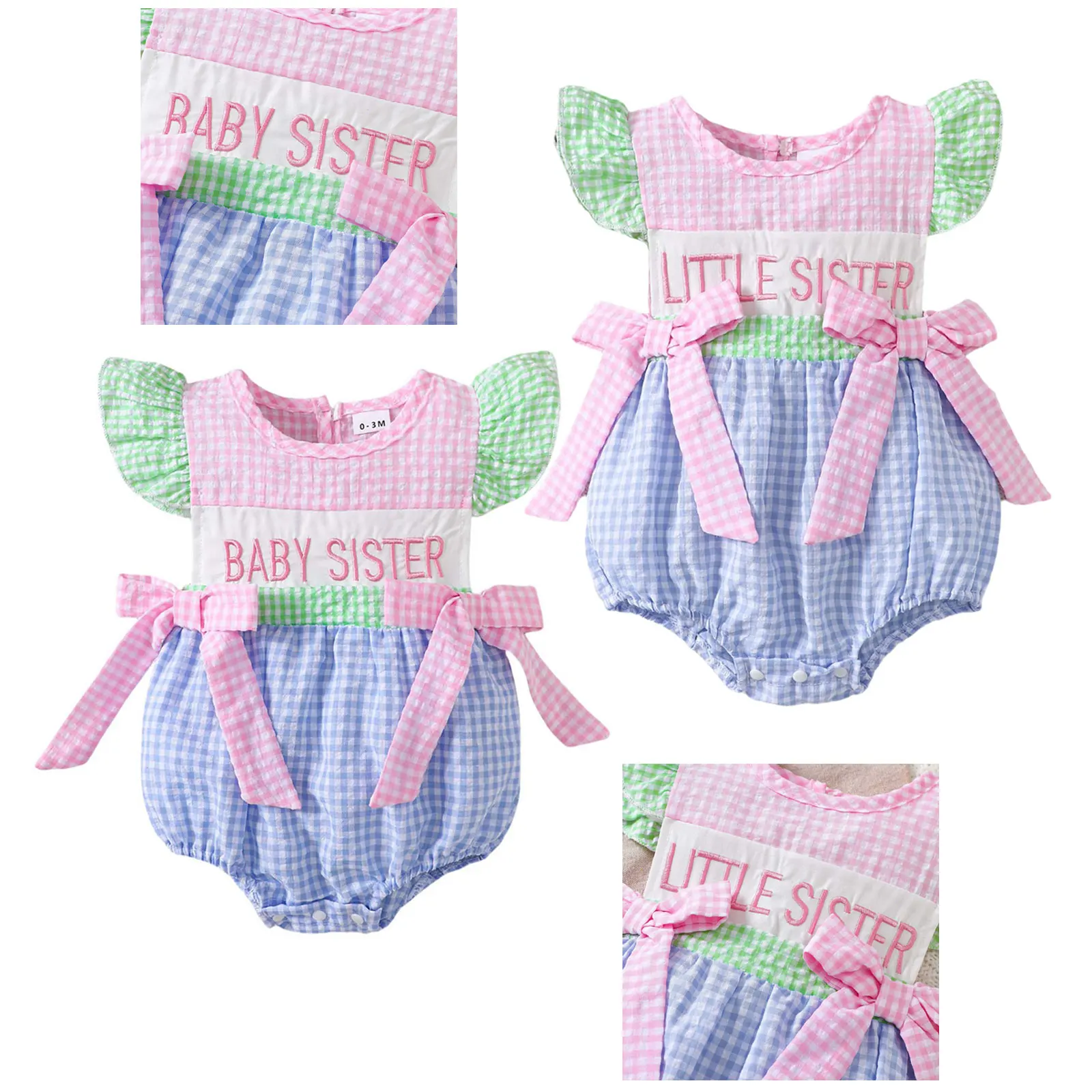 Newborn Baby Girls Summer Cute Bows Rompers Ruffled Sleeves Letter Embroidery Plaid Jumpsuit Birthday Party Photoshoots Clothes
Newborn Baby Girls Summer Cute Bows Rompers Ruffled Sleeves Letter Embroidery Plaid Jumpsuit Birthday Party Photoshoots Clothes