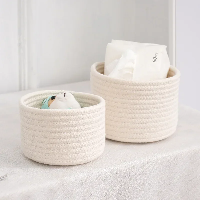 Handmade Woven Cotton Rope Woven Storage Basket Desktop Organizer Sundries Toys Comestics Keys Snacks Box Sundries Organizer
Handmade Woven Cotton Rope Woven Storage Basket Desktop Organizer Sundries Toys Comestics Keys Snacks Box Sundries Organizer