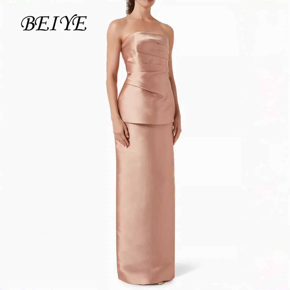 BEIYE Modern Satin Sheath Evening Dresses Women 2026 Strapless Sleeveless Pleat Slit Open Back Prom Dress Party Gowns Customized
BEIYE Modern Satin Sheath Evening Dresses Women 2026 Strapless Sleeveless Pleat Slit Open Back Prom Dress Party Gowns Customized