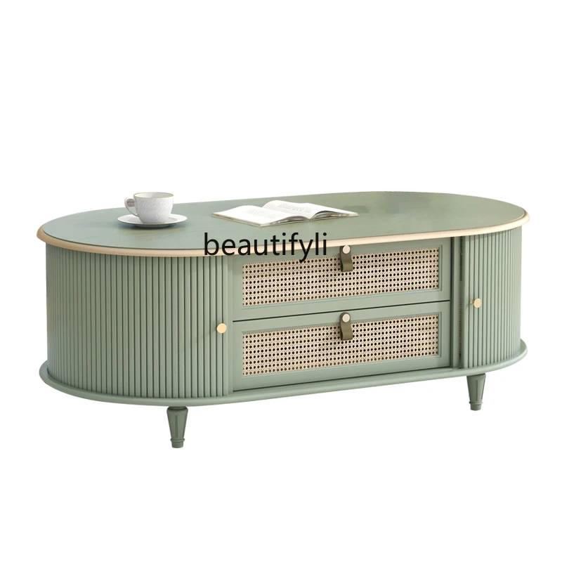 Natural rattan living room oval tea table Japanese simple low table B & B furniture
Natural rattan living room oval tea table Japanese simple low table B & B furniture
