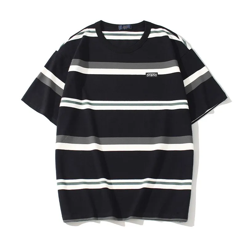 Loose Men's Short Sleeve T-Shirt round Neck Stripe Pattern Breathable Comfortable Cotton Summer New Style Couple's Tee
Loose Men's Short Sleeve T-Shirt round Neck Stripe Pattern Breathable Comfortable Cotton Summer New Style Couple's Tee