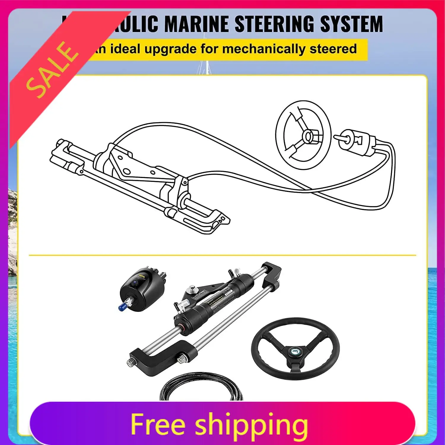 Hydraulic Outboard Steering Kit, 90/150/300HP Helm Pump Marine Boat Hydraulic Steering System, 13.5 inch Steering Wheel with 10–
Hydraulic Outboard Steering Kit, 90/150/300HP Helm Pump Marine Boat Hydraulic Steering System, 13.5 inch Steering Wheel with 10–