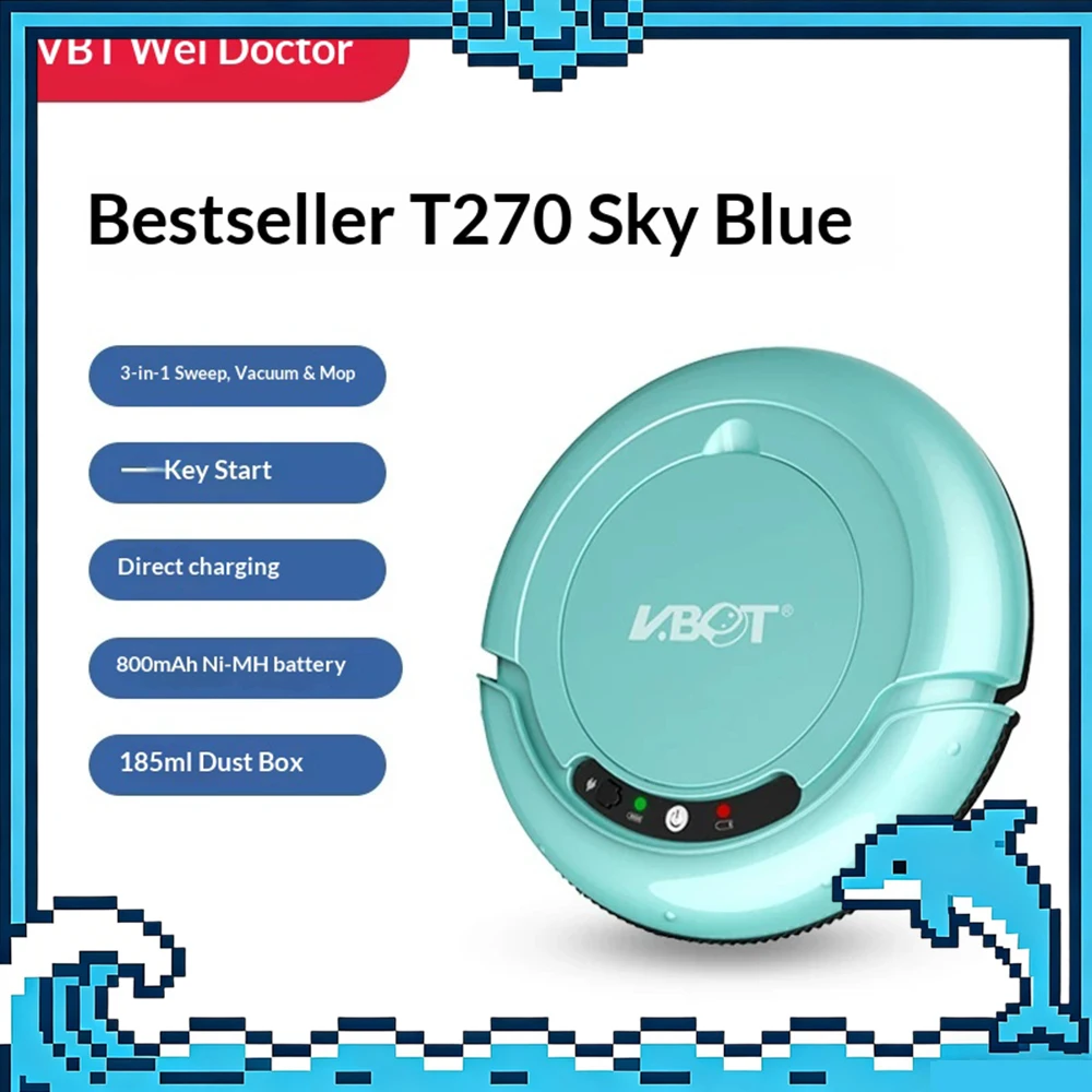 VBOT T270 Robot Vacuum Cleaner Sweep the cat hair, dust and hair Four modes Flexible cleaning Sweeping Robot Vacuum Gifts
VBOT T270 Robot Vacuum Cleaner Sweep the cat hair, dust and hair Four modes Flexible cleaning Sweeping Robot Vacuum Gifts