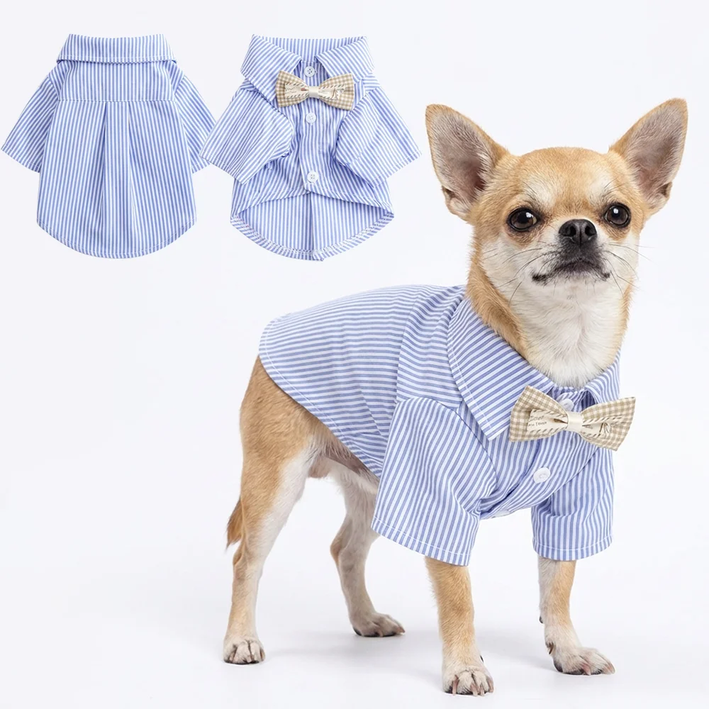 Pet Dog Clothes Bowknot Striped Shirts Thin Summer Blue Fashion Chihuahua Stripe Shirt for Small Dogs Clothing Wholesale
Pet Dog Clothes Bowknot Striped Shirts Thin Summer Blue Fashion Chihuahua Stripe Shirt for Small Dogs Clothing Wholesale