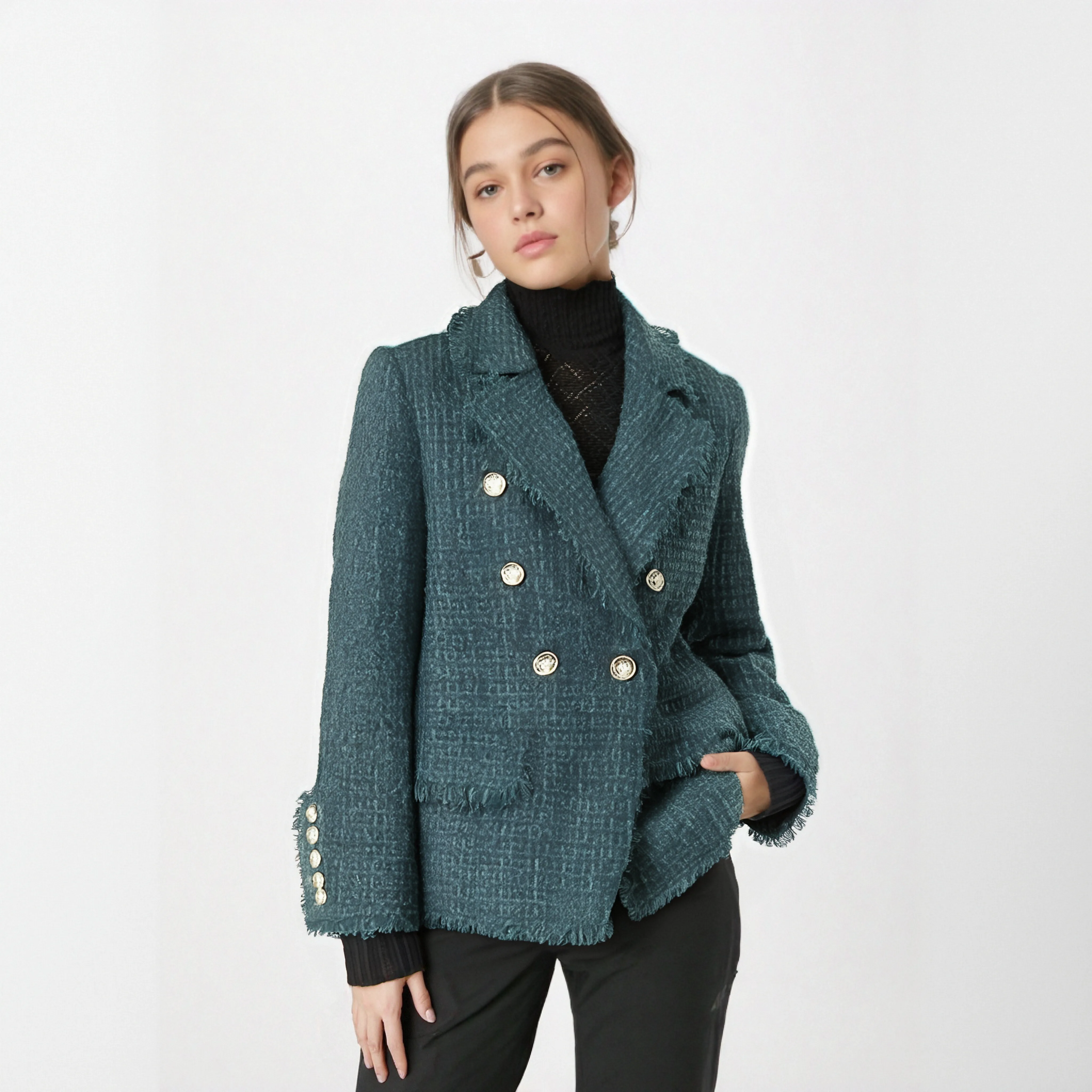 Темпераментный светский костюм из пряжи с бахромой и крупным цветочным принтом, маленькая куртка в ароматном стиле, двубортный топ
Темпераментный светский костюм из пряжи с бахромой и крупным цветочным принтом, маленькая куртка в ароматном стиле, двубортный топ