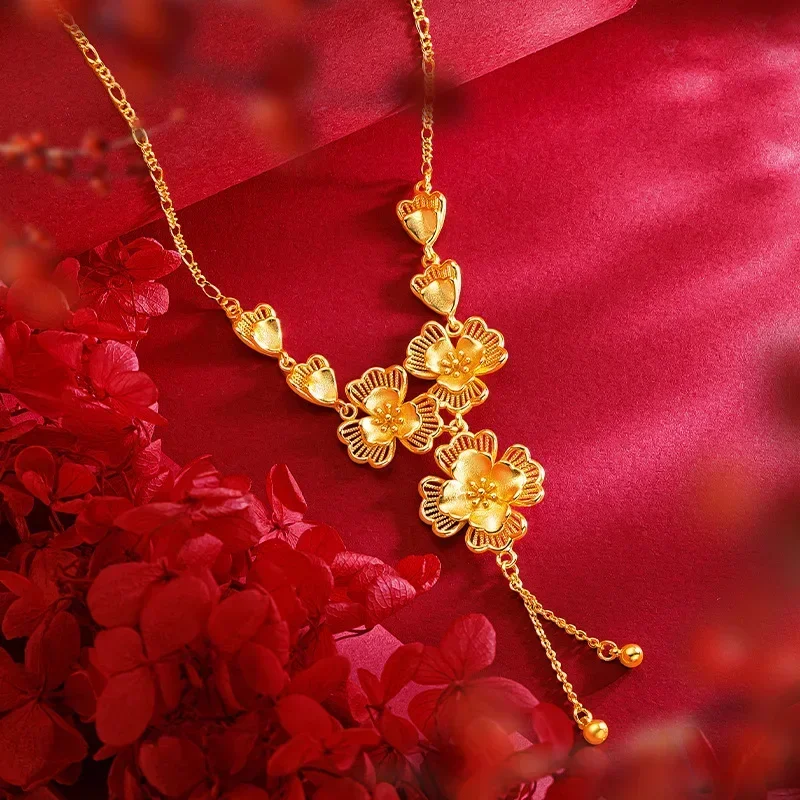 9999 Real Gold 24K Super Fairy High-end Niche Design Flower Large Petal Set Chain Gold Bride Women's Flower Wedding Jewelry
9999 Real Gold 24K Super Fairy High-end Niche Design Flower Large Petal Set Chain Gold Bride Women's Flower Wedding Jewelry
