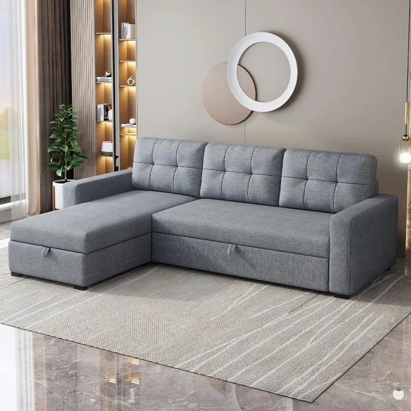 81.5" L-Shape Convertible Corner Couch,Upholstered Sectional Storage Chaise ,Reversible Sleeper Sofa-Bed,W/ 3 Back Cushions
81.5" L-Shape Convertible Corner Couch,Upholstered Sectional Storage Chaise ,Reversible Sleeper Sofa-Bed,W/ 3 Back Cushions