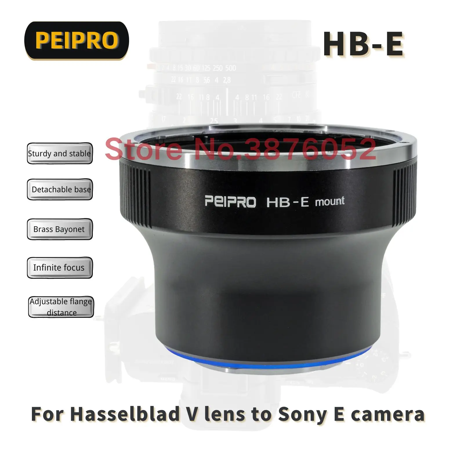 PEIPRO HB-E Lens Adapter Converter Compatible with Hasselblad V Mount Lens to Sony E/NEX Series Mount Cameras A1 A9 A7S3 FS7 FS5
PEIPRO HB-E Lens Adapter Converter Compatible with Hasselblad V Mount Lens to Sony E/NEX Series Mount Cameras A1 A9 A7S3 FS7 FS5