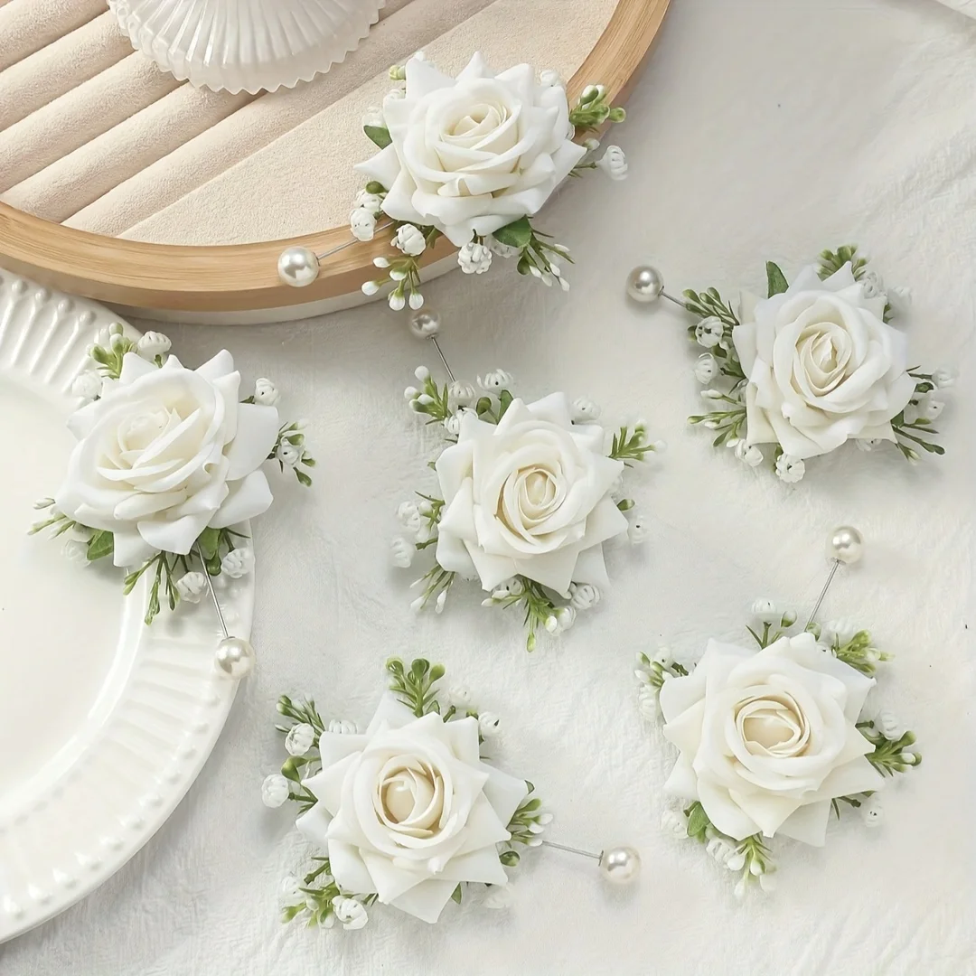 6pcs Rose Flower with White Gypsophila Beautiful Breast Flower Combination Set Suitable for Bride and Groom Wedding Decoration
6pcs Rose Flower with White Gypsophila Beautiful Breast Flower Combination Set Suitable for Bride and Groom Wedding Decoration