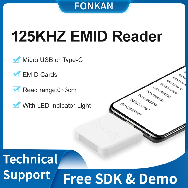 125Khz TK4100 T5577 keyfob low Frequency tiny size RFID OTG Android phone USB Type-c interface ID card reader
125Khz TK4100 T5577 keyfob low Frequency tiny size RFID OTG Android phone USB Type-c interface ID card reader