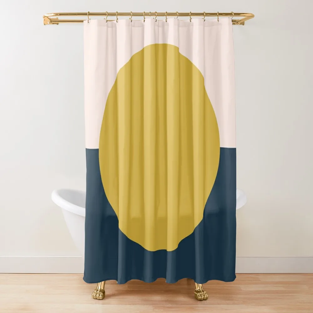 Sun Dot Half Half. Minimalist Geometric Design in Mustard Yellow, Navy Blue, and Blush Pink Shower Curtain
Sun Dot Half Half. Minimalist Geometric Design in Mustard Yellow, Navy Blue, and Blush Pink Shower Curtain