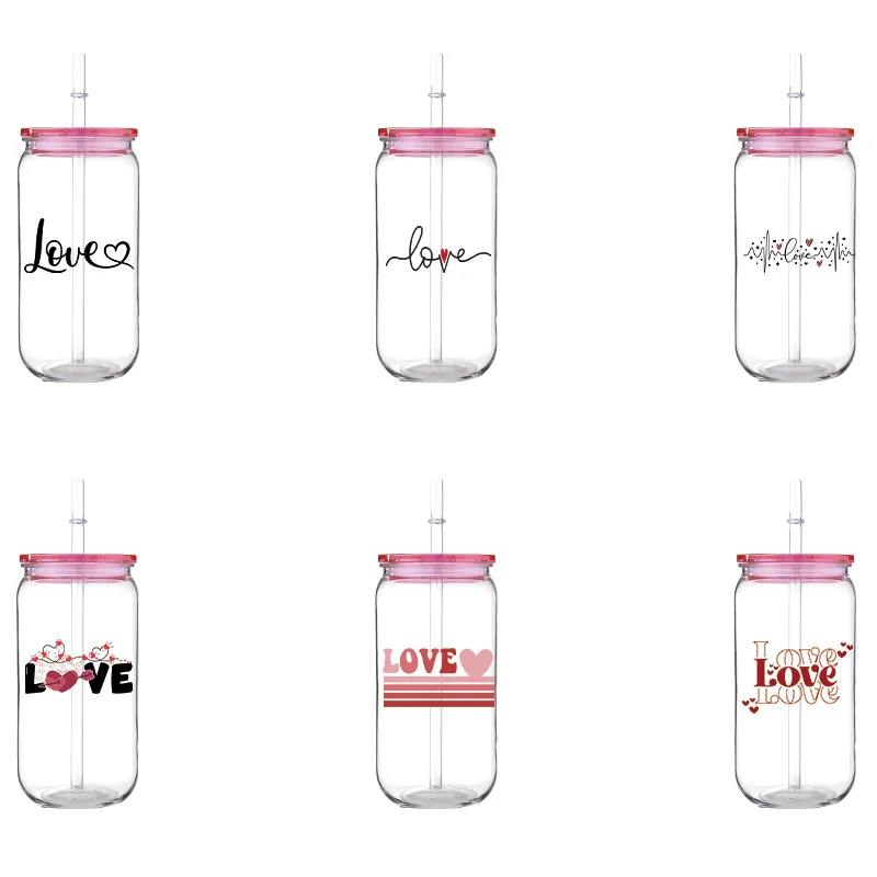 Valentine's Day Heart Love 16oz Printed PET Cup With Straw Pink Lid Can Hold Milk Juice Coffee Simple To Clean High Quality Cups
Valentine's Day Heart Love 16oz Printed PET Cup With Straw Pink Lid Can Hold Milk Juice Coffee Simple To Clean High Quality Cups