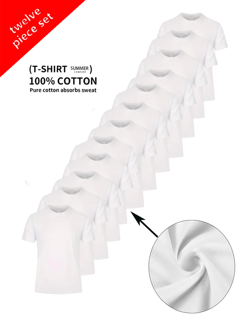 Round Neck T-Shirt 12-Piece White Ultra-Light Men's Quick-Dry Soft Breathable Comfort Layering Sport Shirt Suitable for Fitness
Round Neck T-Shirt 12-Piece White Ultra-Light Men's Quick-Dry Soft Breathable Comfort Layering Sport Shirt Suitable for Fitness