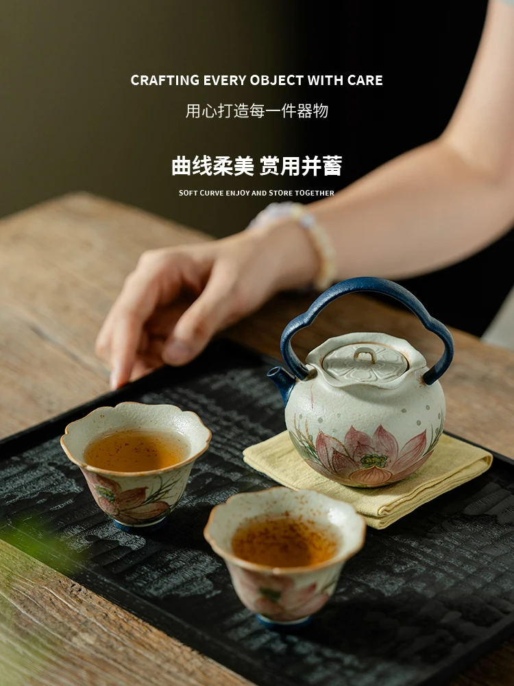 Blue and White Fire Stone Red Ceramic Teapot Home Creative Pure Hand Drawing Loop-Handled for Women
Blue and White Fire Stone Red Ceramic Teapot Home Creative Pure Hand Drawing Loop-Handled for Women