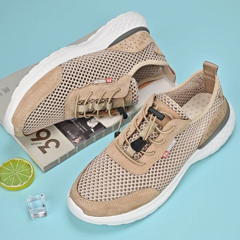 Ultra-light men's footwear 2025 Summer breathable genuine leather & air mesh soft casual shoes man round toe khaki Anti-slip
Ultra-light men's footwear 2025 Summer breathable genuine leather & air mesh soft casual shoes man round toe khaki Anti-slip