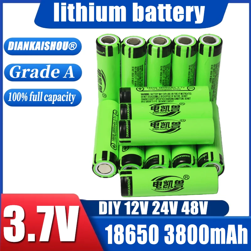 New 4-400pcs DIANKAISHOU 18650 3800mAh Rechargeable Battery 3.7V 3C discharge High Power batteries For High-power Appliances
New 4-400pcs DIANKAISHOU 18650 3800mAh Rechargeable Battery 3.7V 3C discharge High Power batteries For High-power Appliances