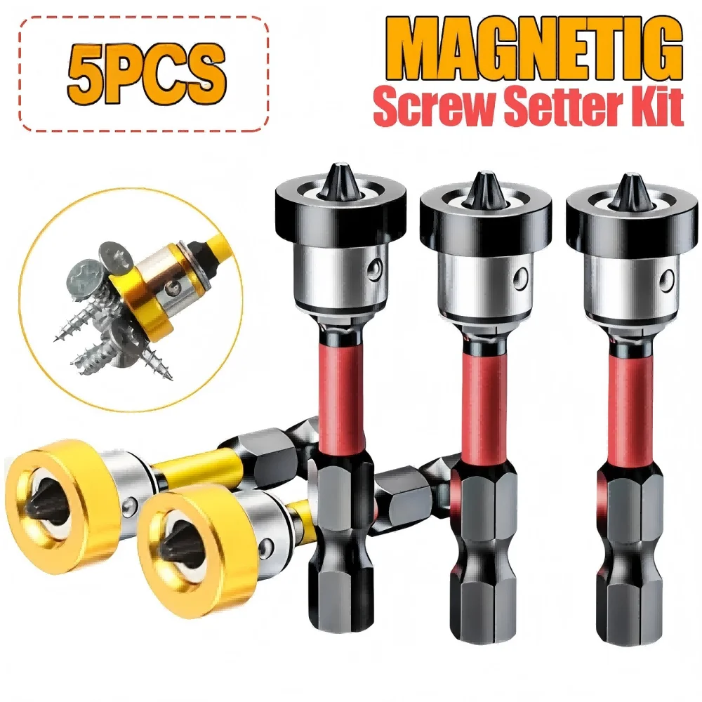 5pcs heavy-duty magnetic drill bits, anti slip and impact resistant design, magnetic tip ensures stable positioning
5pcs heavy-duty magnetic drill bits, anti slip and impact resistant design, magnetic tip ensures stable positioning
