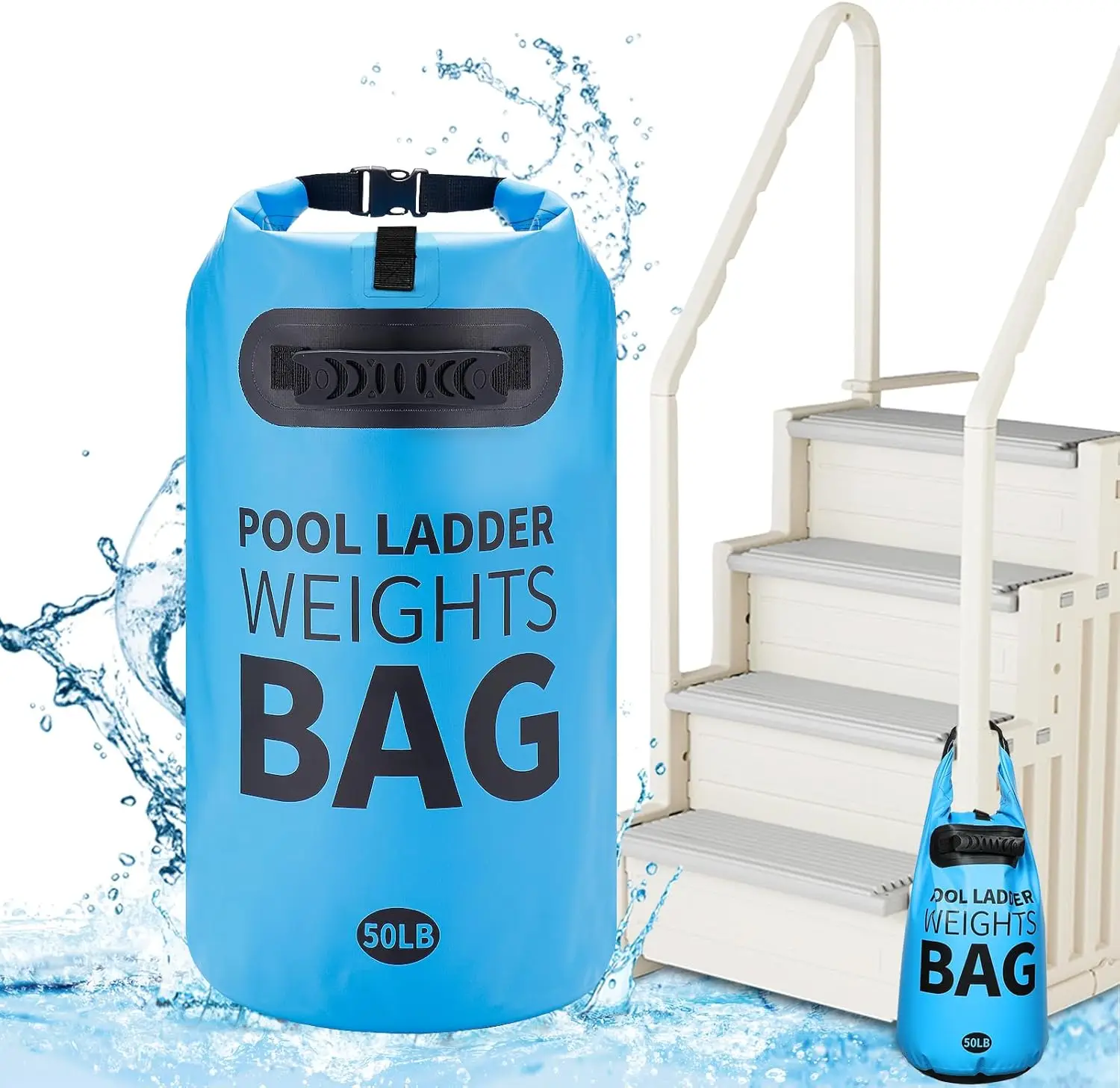 50lbs Sand Fillable Pool Ladder Weights - Heavy Duty 500D PVC Waterproof Tear-Resistance Sandbags for Above Ground Pool Steps, 1 Pack
50lbs Sand Fillable Pool Ladder Weights - Heavy Duty 500D PVC Waterproof Tear-Resistance Sandbags for Above Ground Pool Steps, 1 Pack