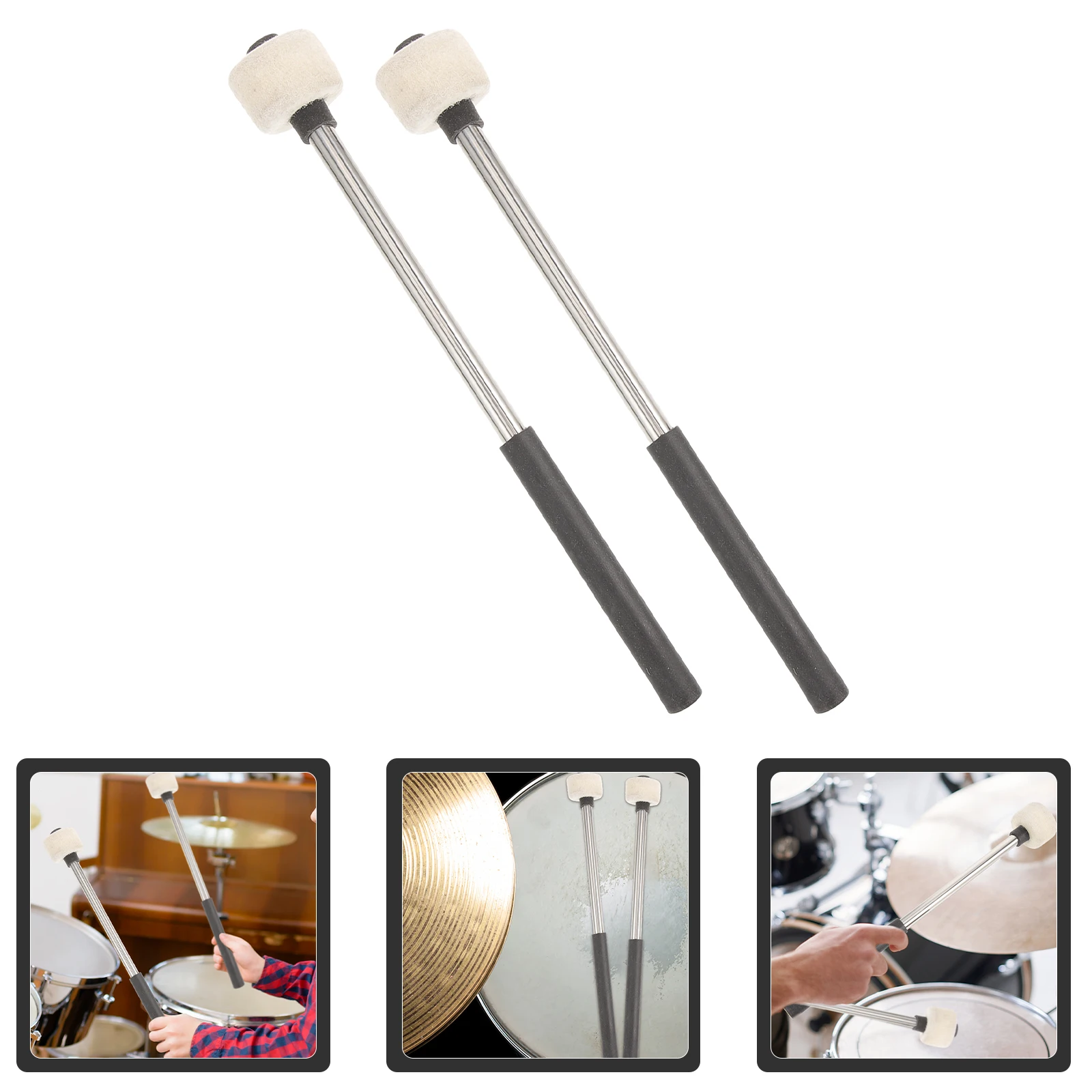 2pcs Stainless Steel Drum Mallets Felt Head Durable Percussion Sticks Comfortable Handle For Band Performance Music Instrument
2pcs Stainless Steel Drum Mallets Felt Head Durable Percussion Sticks Comfortable Handle For Band Performance Music Instrument