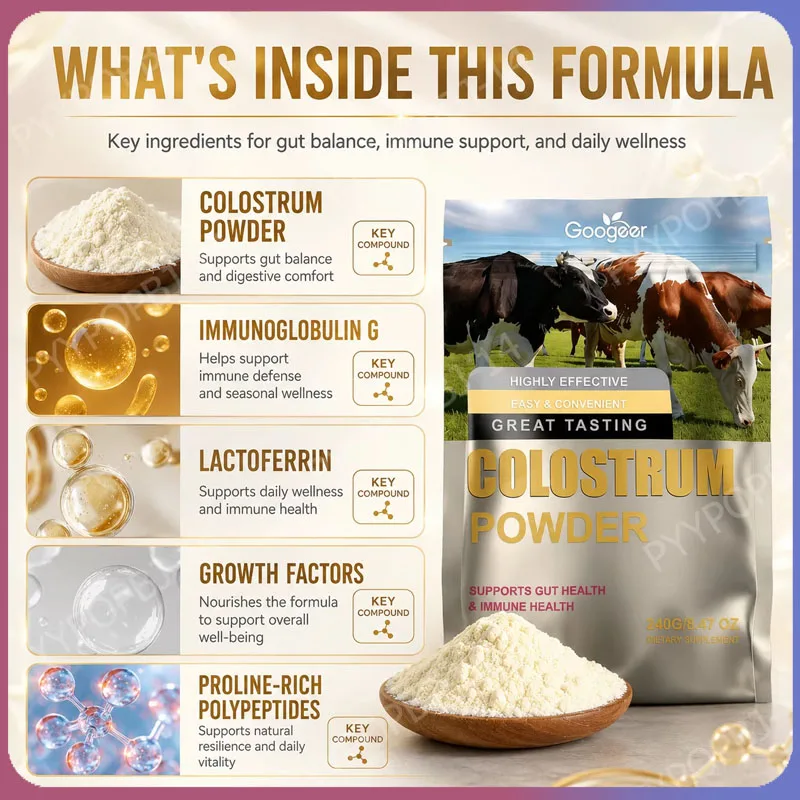 Googeer Bovine Colostrum Supplement Powder 240g, Grass Fed Dairy Source, Easy Mix Daily Nutrition Powder Pouch
Googeer Bovine Colostrum Supplement Powder 240g, Grass Fed Dairy Source, Easy Mix Daily Nutrition Powder Pouch