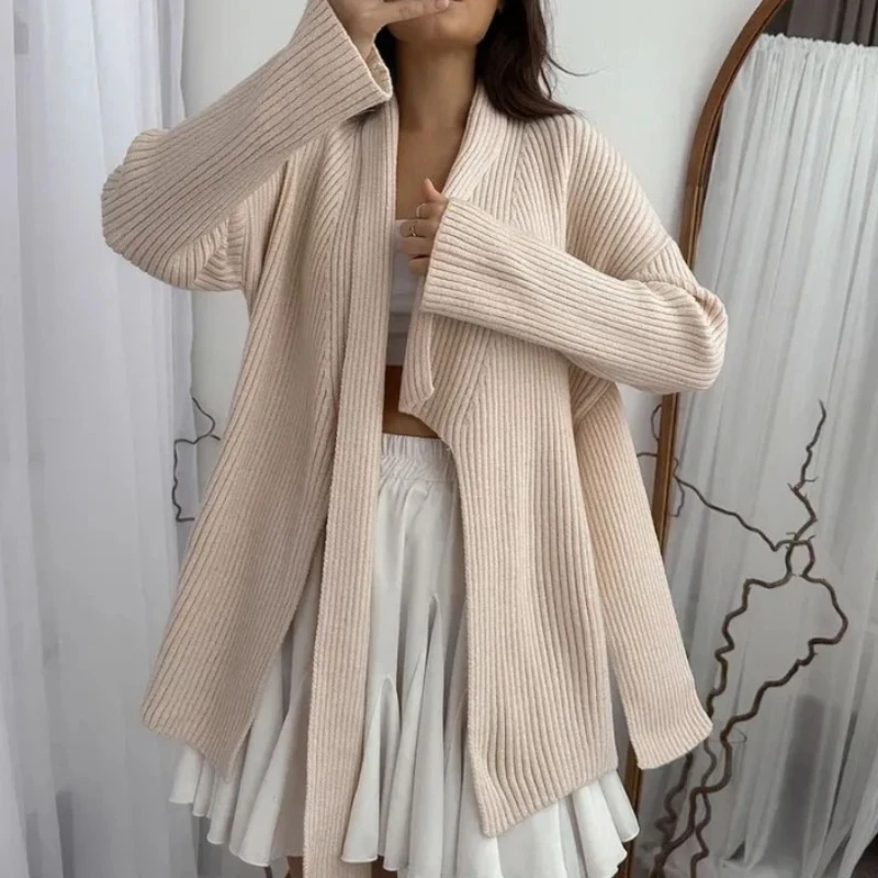 Повседневный кардиган оверсайз, свитера, женское элегантное белое вязаное пальто, топы, винтажная куртка с длинным рукавом и v-образным вырезом, кардиган с поясом 
Повседневный кардиган оверсайз, свитера, женское элегантное белое вязаное пальто, топы, винтажная куртка с длинным рукавом и v-образным вырезом, кардиган с поясом