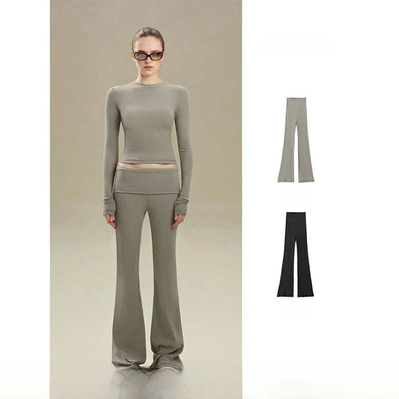 Low Waist Street Sle Sl Fce Trimmed Slim Fit Flared Casual Pants for Women Handl Inc Faionable Autumn Winter
Low Waist Street Sle Sl Fce Trimmed Slim Fit Flared Casual Pants for Women Handl Inc Faionable Autumn Winter