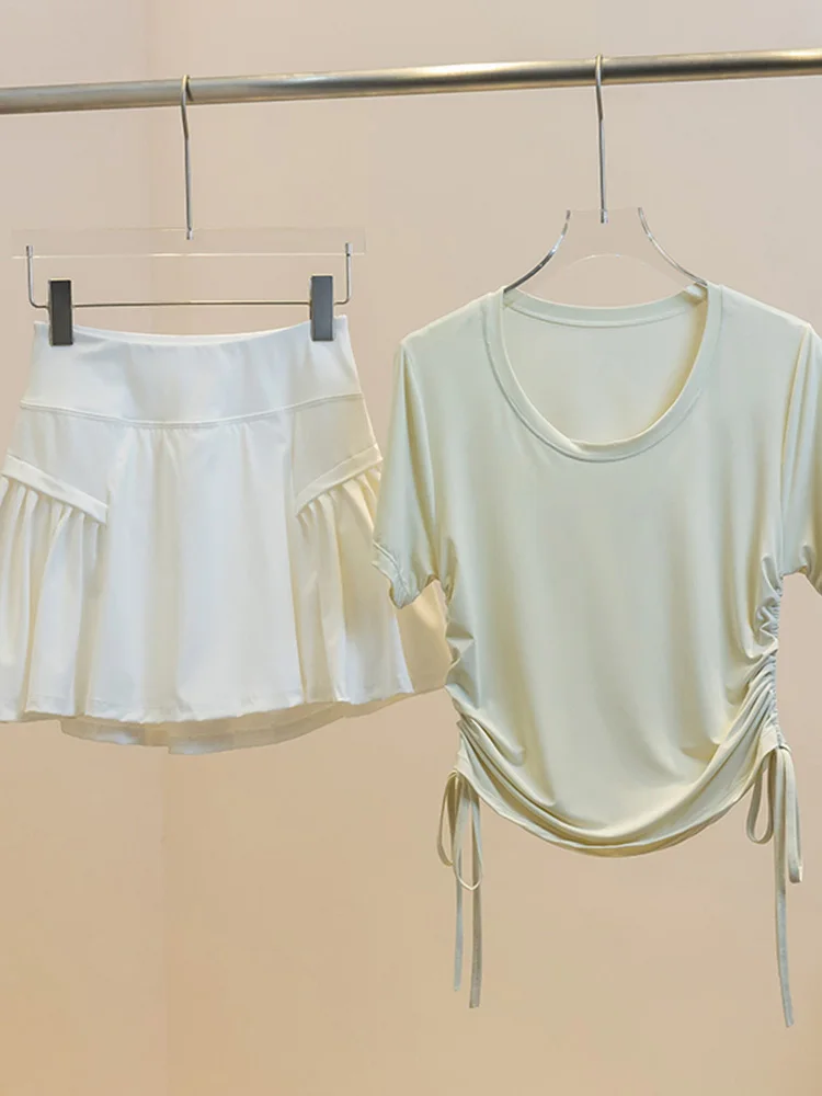 Женский комплект для бадминтона и тенниса: быстросохнущая юбка для бега, профессиональная одежда для утренней йоги, летняя спортивная одежда высокого класса
Женский комплект для бадминтона и тенниса: быстросохнущая юбка для бега, профессиональная одежда для утренней йоги, летняя спортивная одежда высокого класса