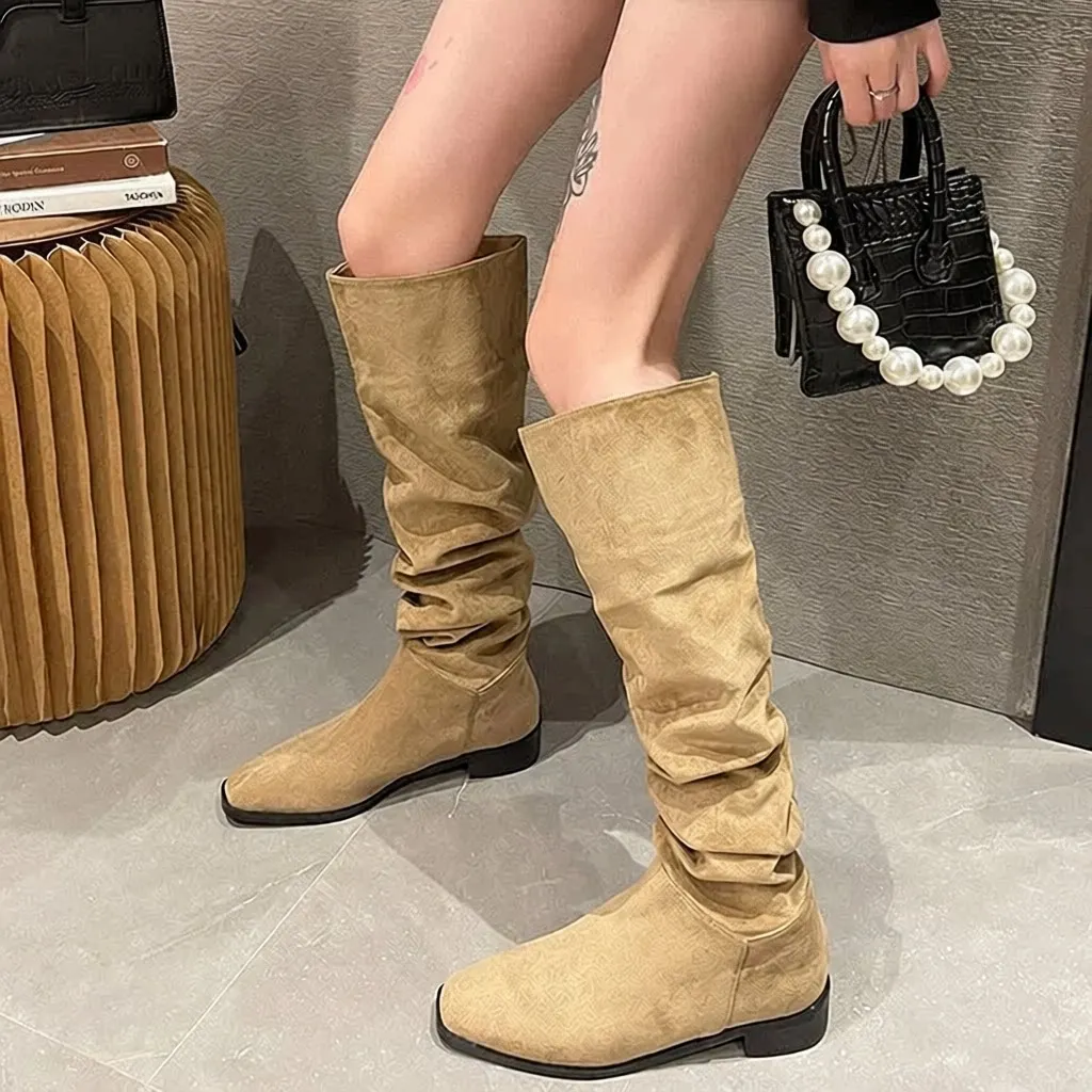 Retro Velvet Knight Boots Women's Pointed Toe High Tube Boots Brown Crease Boot Spring Season Flat Heel Breathable
Retro Velvet Knight Boots Women's Pointed Toe High Tube Boots Brown Crease Boot Spring Season Flat Heel Breathable