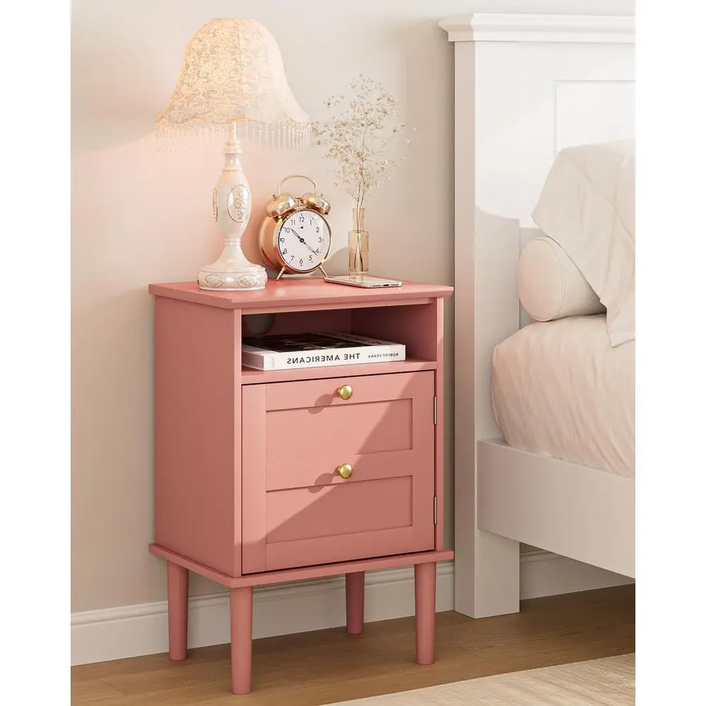 Bohemian Style 1 Drawer Nightstand - Open Shelf Accent Table, Wooden Top, Ideal for Bedroom or Living Room, Pink
Bohemian Style 1 Drawer Nightstand - Open Shelf Accent Table, Wooden Top, Ideal for Bedroom or Living Room, Pink