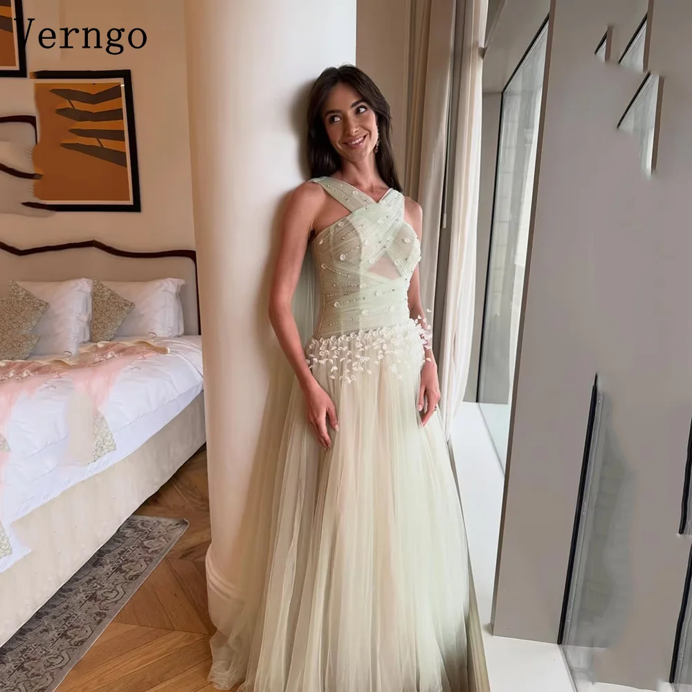 Verngo Green Tulle Graceful Evening Dress Halter Cross Sequined Pleated Formal Occasion Dress Elegant Party Gown Customized
Verngo Green Tulle Graceful Evening Dress Halter Cross Sequined Pleated Formal Occasion Dress Elegant Party Gown Customized
