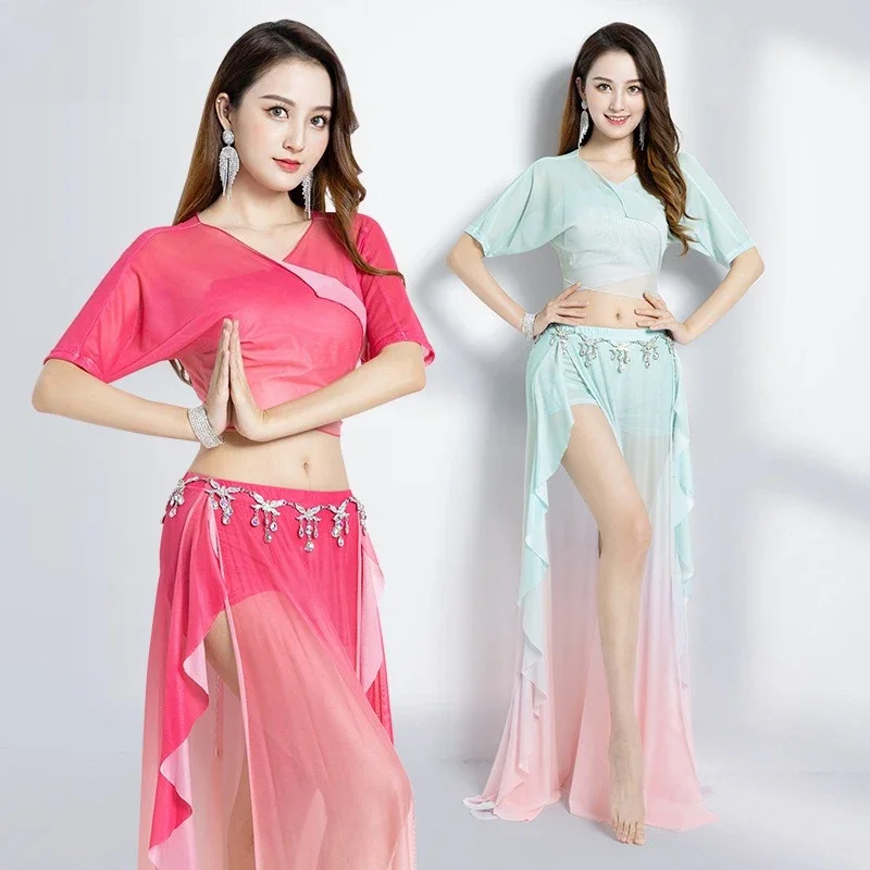 Festival Belly Dance Practice Clothes Summer New Sexy Gradient Mesh Long Skirt Suit Oriental Dance Table Performance Clothes
Festival Belly Dance Practice Clothes Summer New Sexy Gradient Mesh Long Skirt Suit Oriental Dance Table Performance Clothes