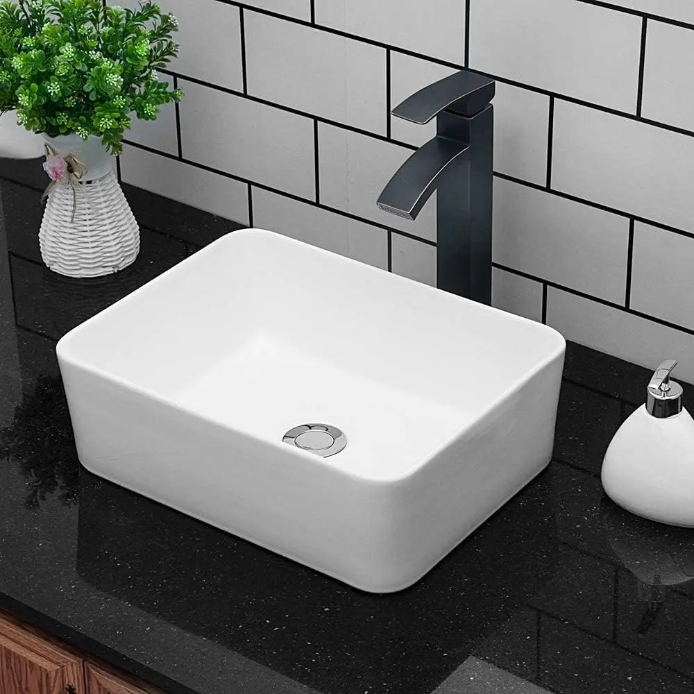 Modern White Rectangular Vessel Sink 16x12 Inch Porcelain Ceramic Above Counter Bathroom Vanity Basin
Modern White Rectangular Vessel Sink 16x12 Inch Porcelain Ceramic Above Counter Bathroom Vanity Basin