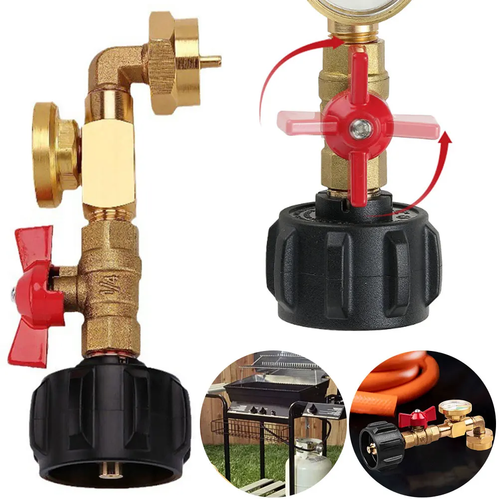 QCC1 Propane Refill Adapter with Gauge and ON/Off Valve 90-Degree Propane Refill Elbow Adapter for Gas Tank Filling Accessories
QCC1 Propane Refill Adapter with Gauge and ON/Off Valve 90-Degree Propane Refill Elbow Adapter for Gas Tank Filling Accessories